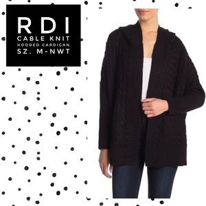 RDI Cable Knit Hooded Cardigan NWT Sz. M